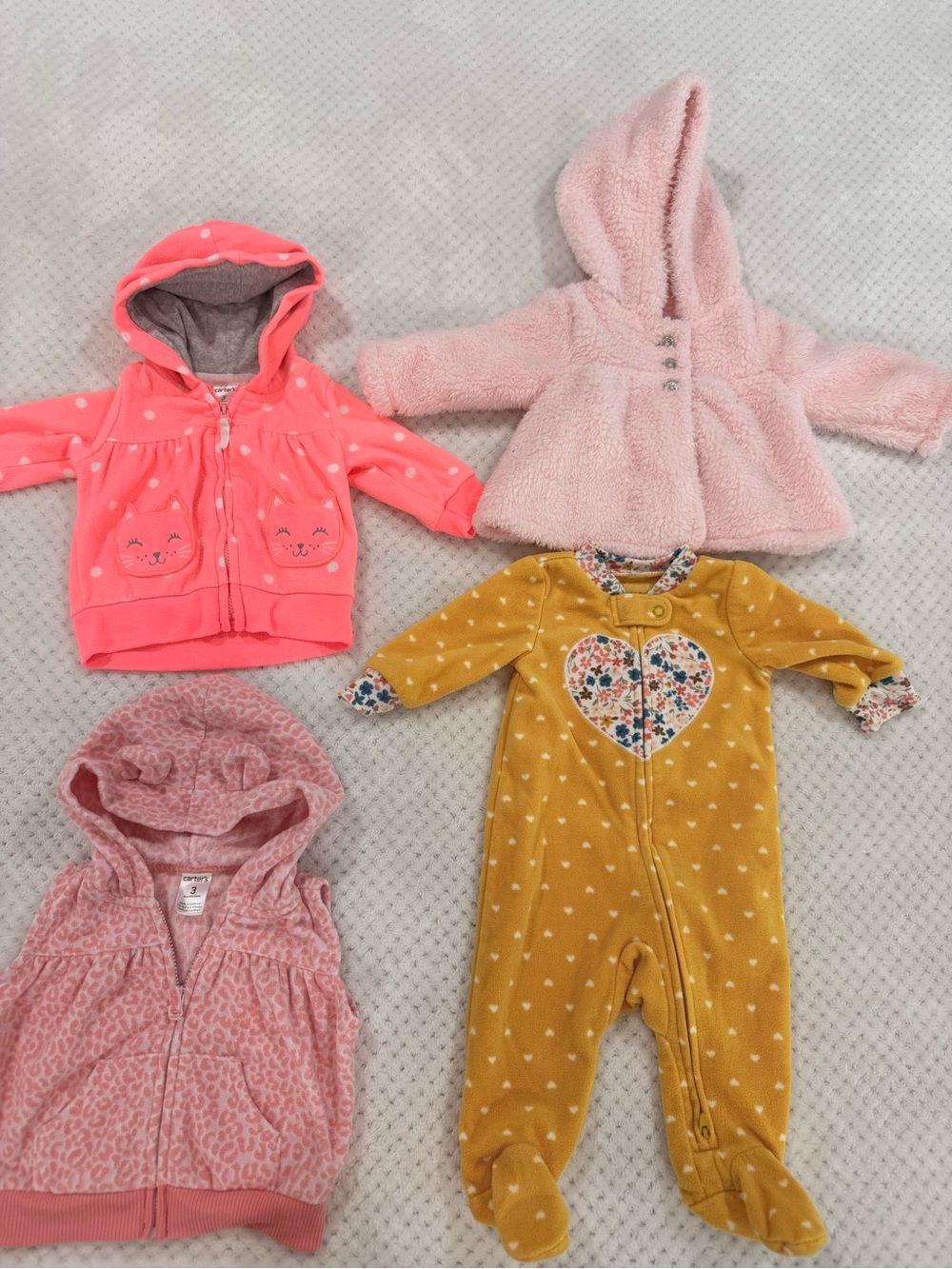 Carter’s Baby Girl Bundle 4 Pieces 3M Fleece Hoodie Vest Sleeper
